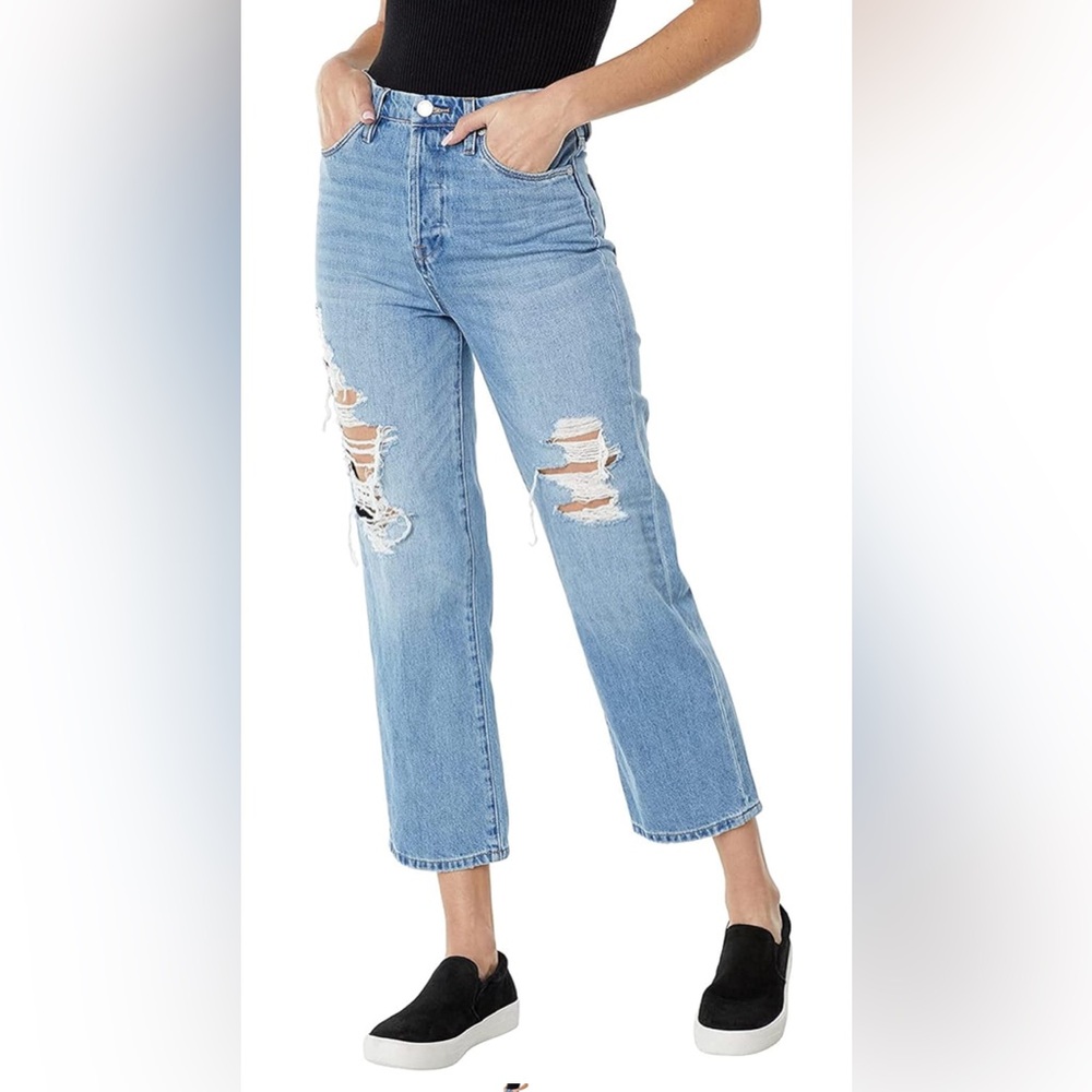 BLANKNYC Baxter Rib Cage Jeans Straight Leg with Rips in Personal Best - NWT